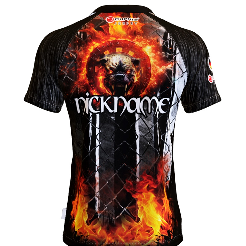 Bulldog Fire Dartshirt Personalisiert | Standardkrage