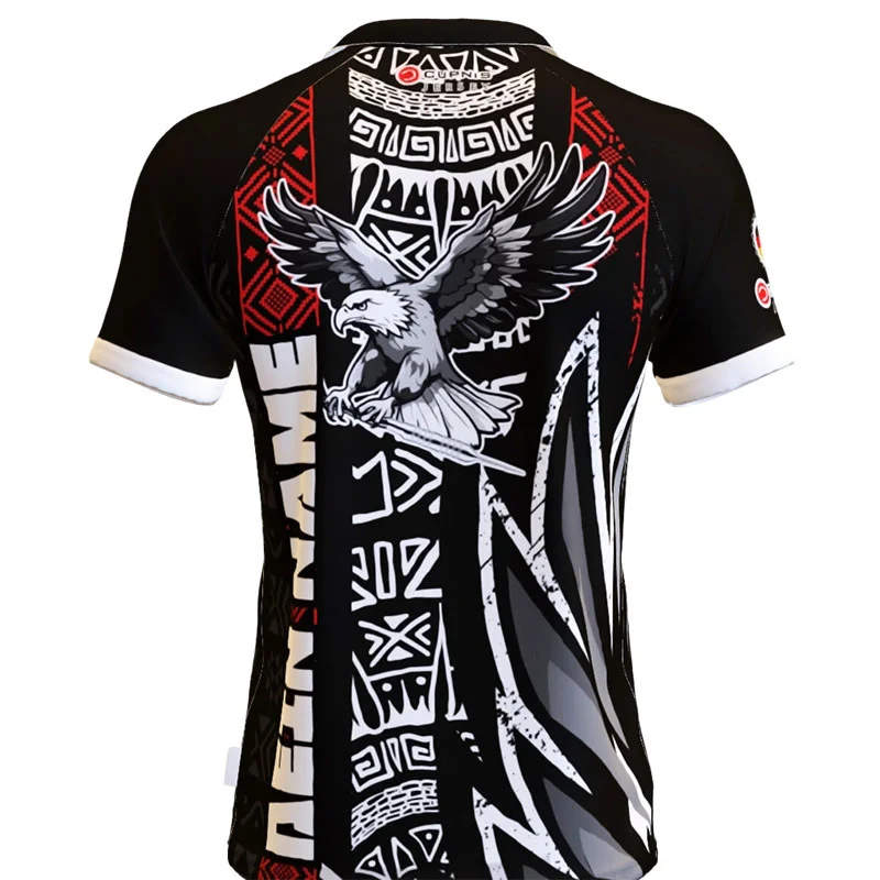 Crazy-Eagle-Dartshirt-schwarz-rot Standardkragen