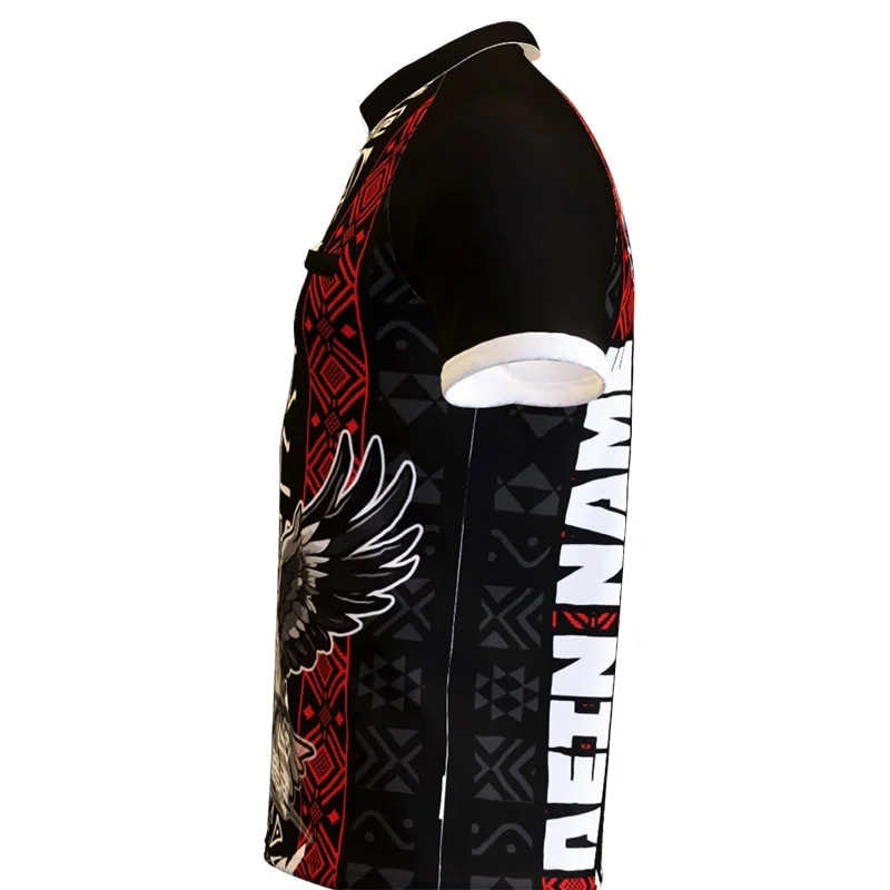 Crazy-Eagle-Dartshirt-schwarz-rot Standardkragen